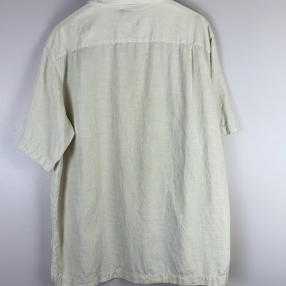 Caribbean Silk Blend Men Casual Short Sleeve Button Down Shirt SZ L Tan/Brown - Picture 10 of 11